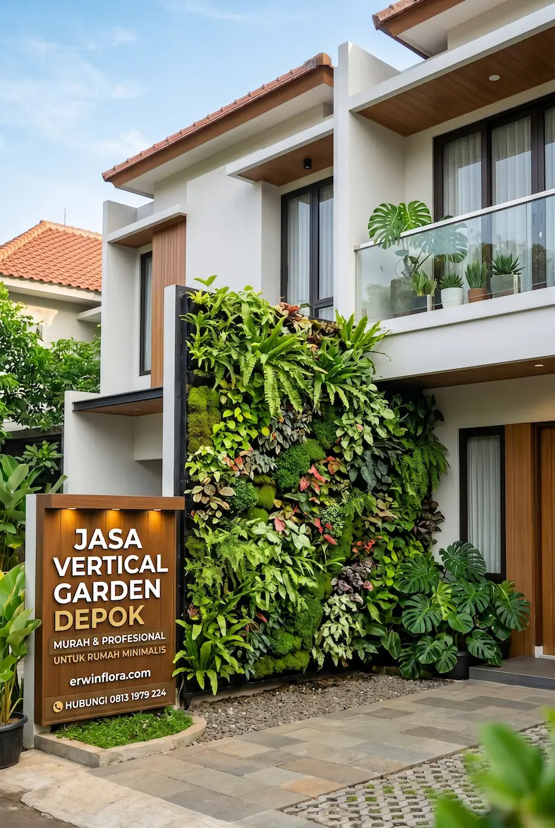 Vertical garden modern untuk rumah minimalis di Depok oleh Erwin Flora